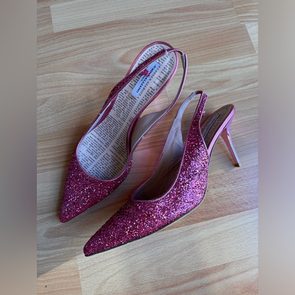 John Galliano Pink Glitter Heels size 11